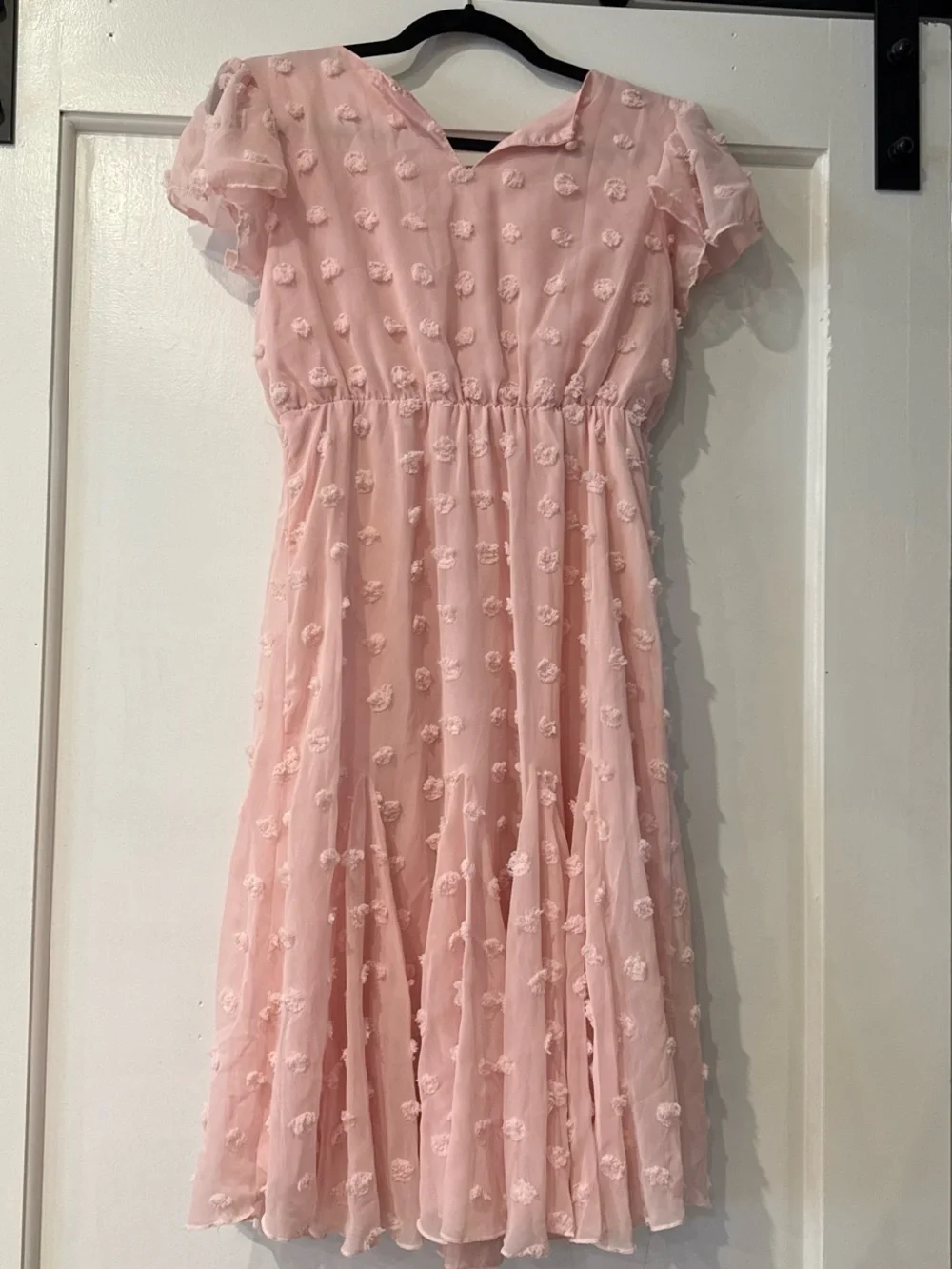 Girls' Blush Pink Floral Appliqué Chiffon Dress - Classic Special Occasion